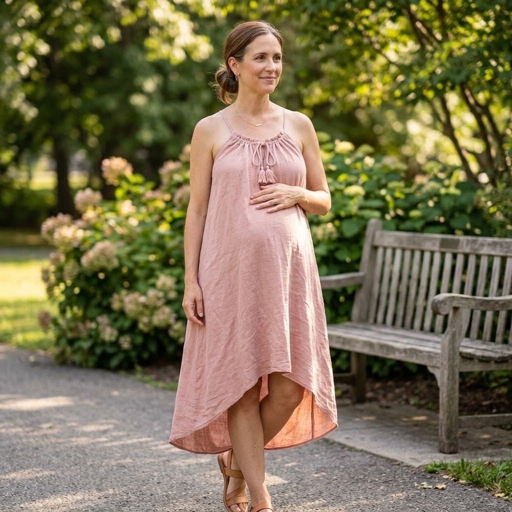 Hatch Plage Maternity Dress Pink Viscose Wool Tassel Tunic One Size OS